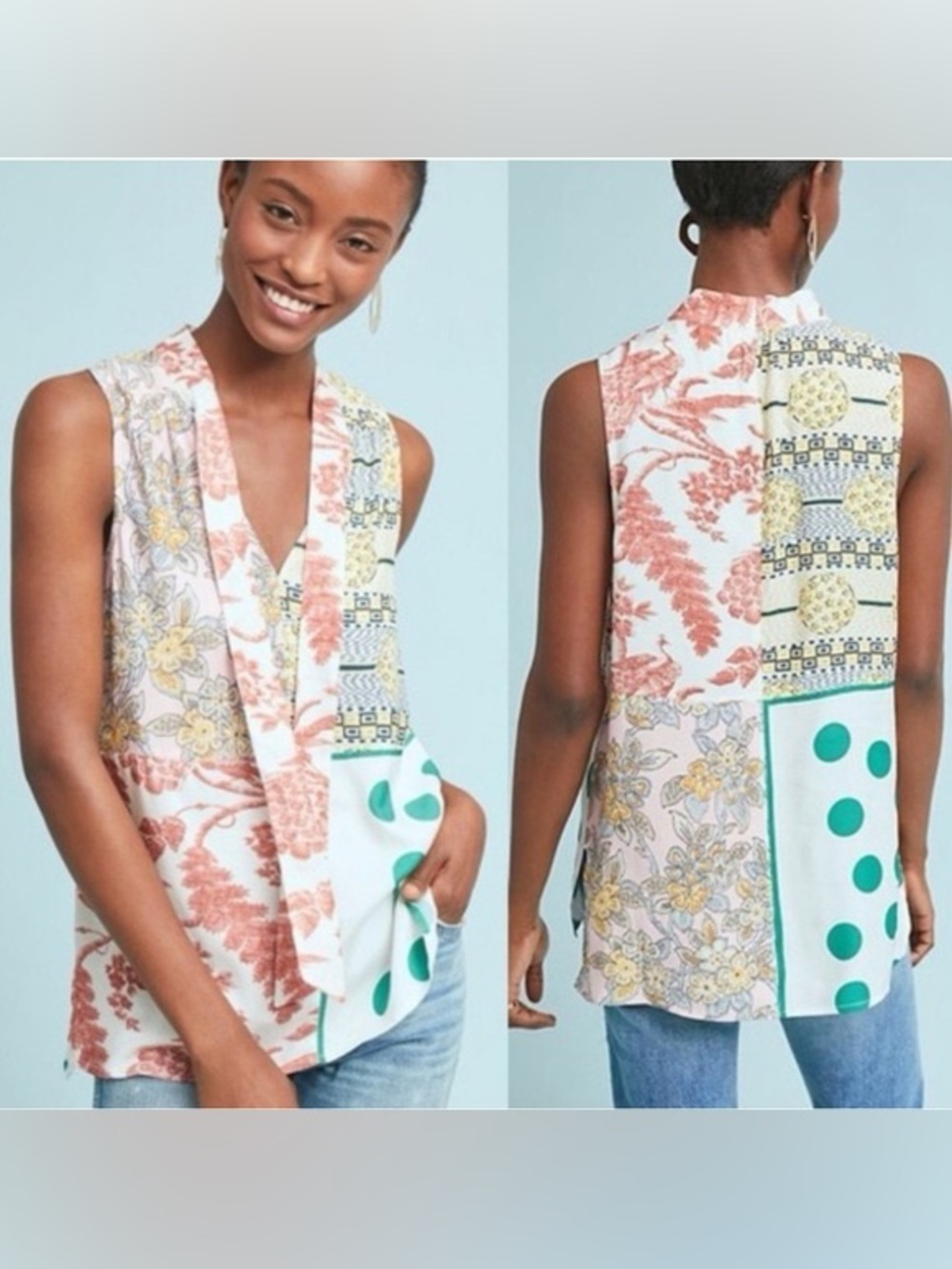 Anthropologie Moulinette Soeurs Venezia patchwork multicolor tank top- Sz Small